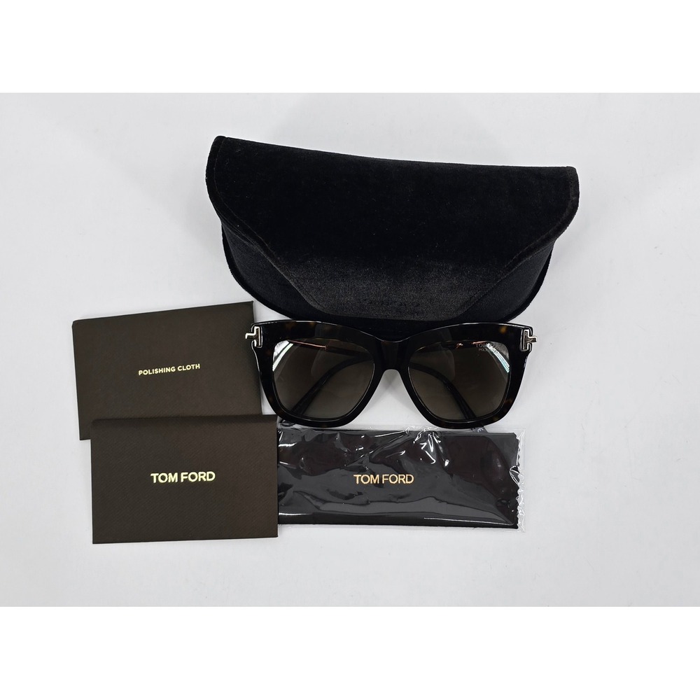 Tom Ford Dasha TF922 52H Polarized Tortoise Square Sunglasses Gold Italy